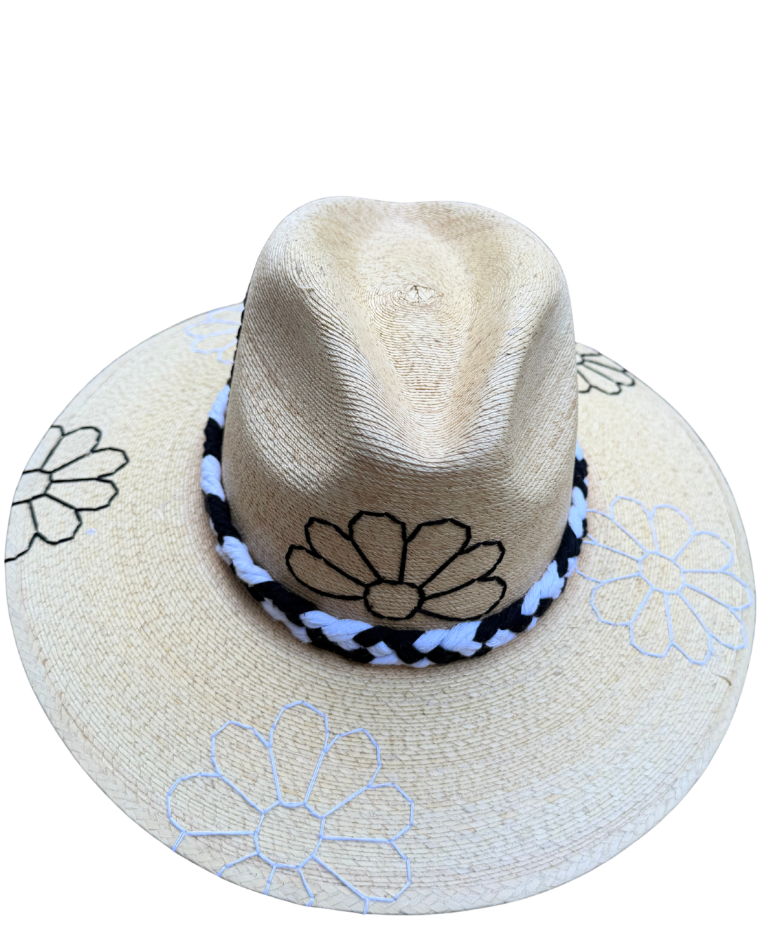 Daisy Black & White Dark Palm Hat