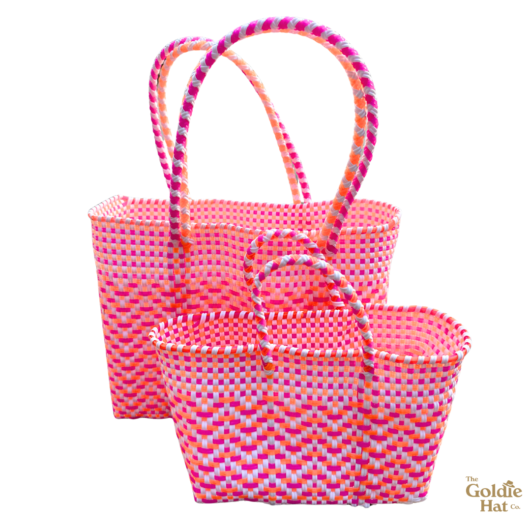 Goldie Small Bag in Chevron Pink, Orange, and White