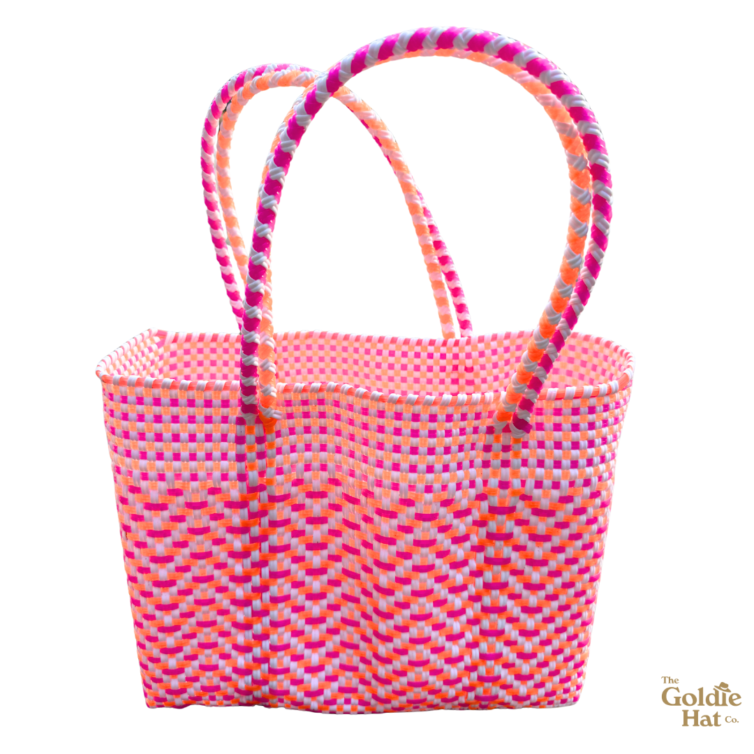 Goldie Small Bag in Chevron Pink, Orange, and White