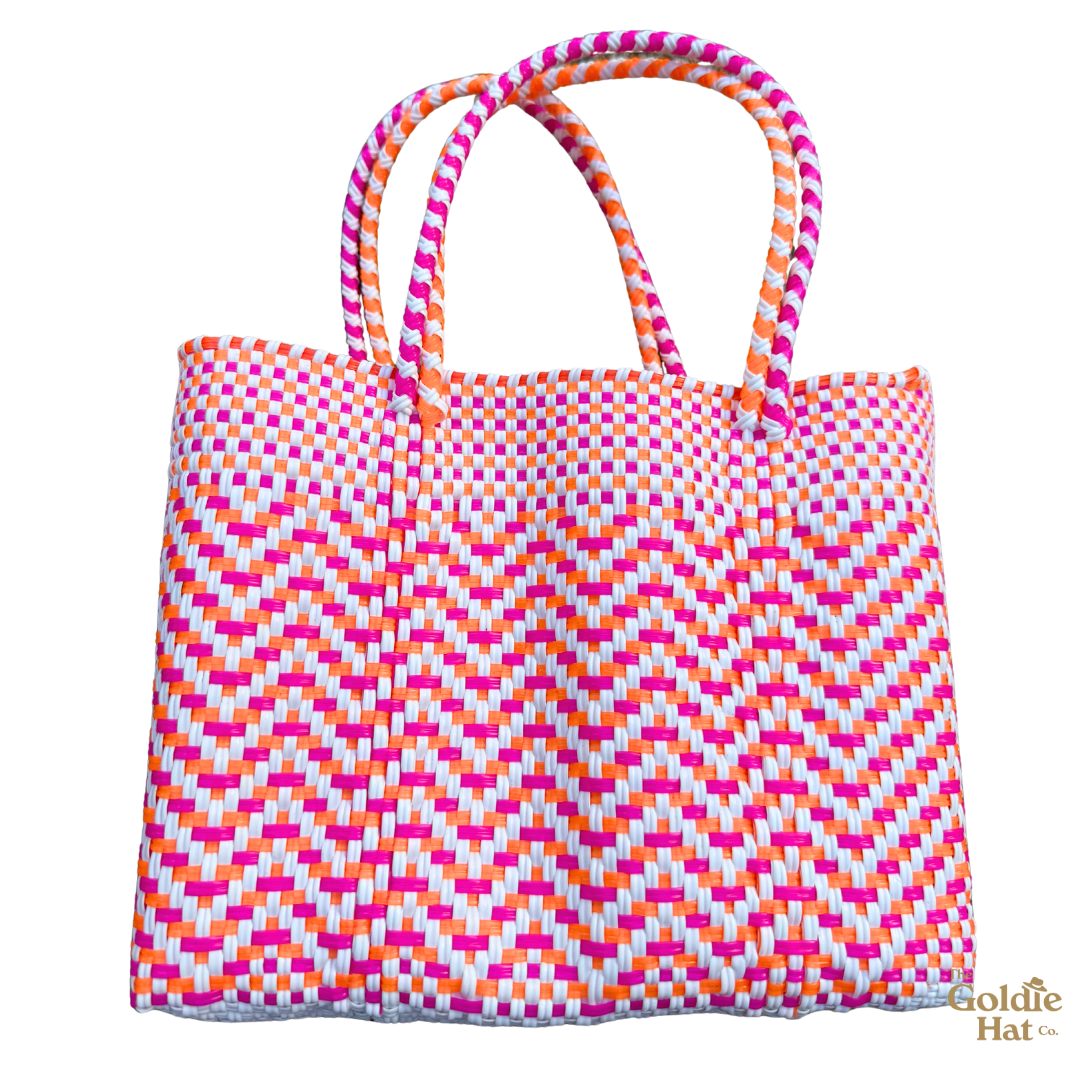 Goldie Small Bag in Chevron Pink, Orange, and White