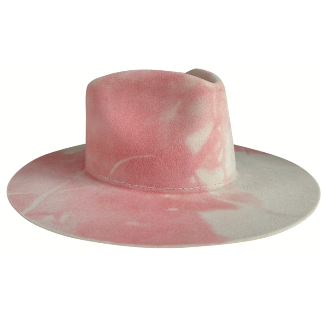 Pink Tie Dye Felt Hat
