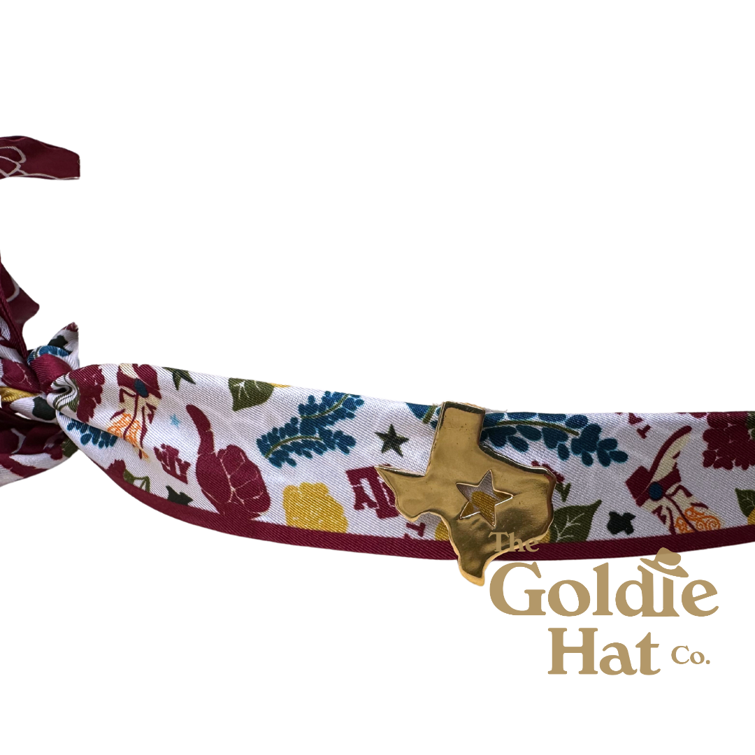 Texas A & M Hat with twilly & Texas Pendant