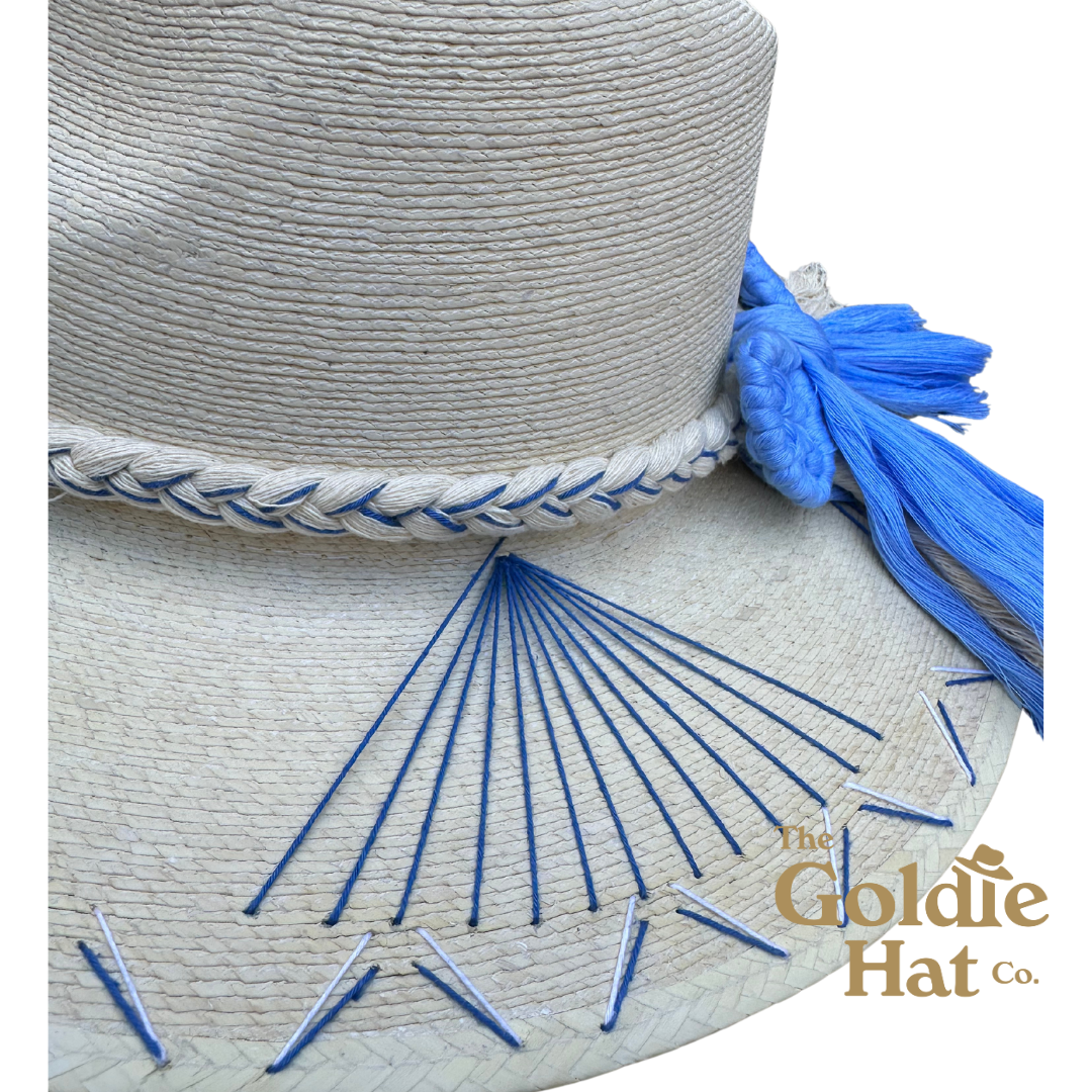 Multi Blue Bow Palma Hat