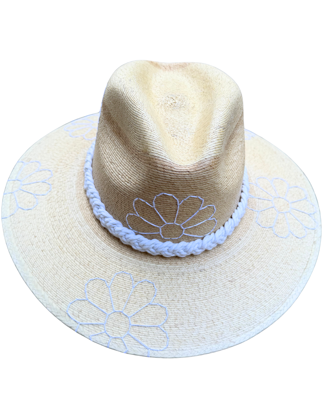 Daisy White Dark Palm Hat