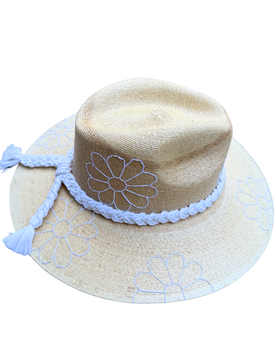 Daisy White Dark Palm Hat