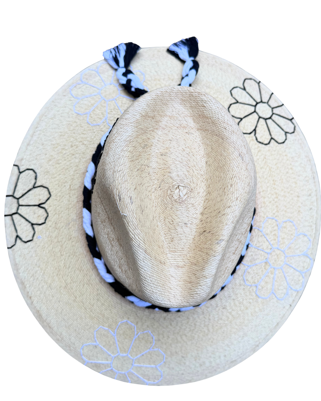 Daisy Black & White Dark Palm Hat