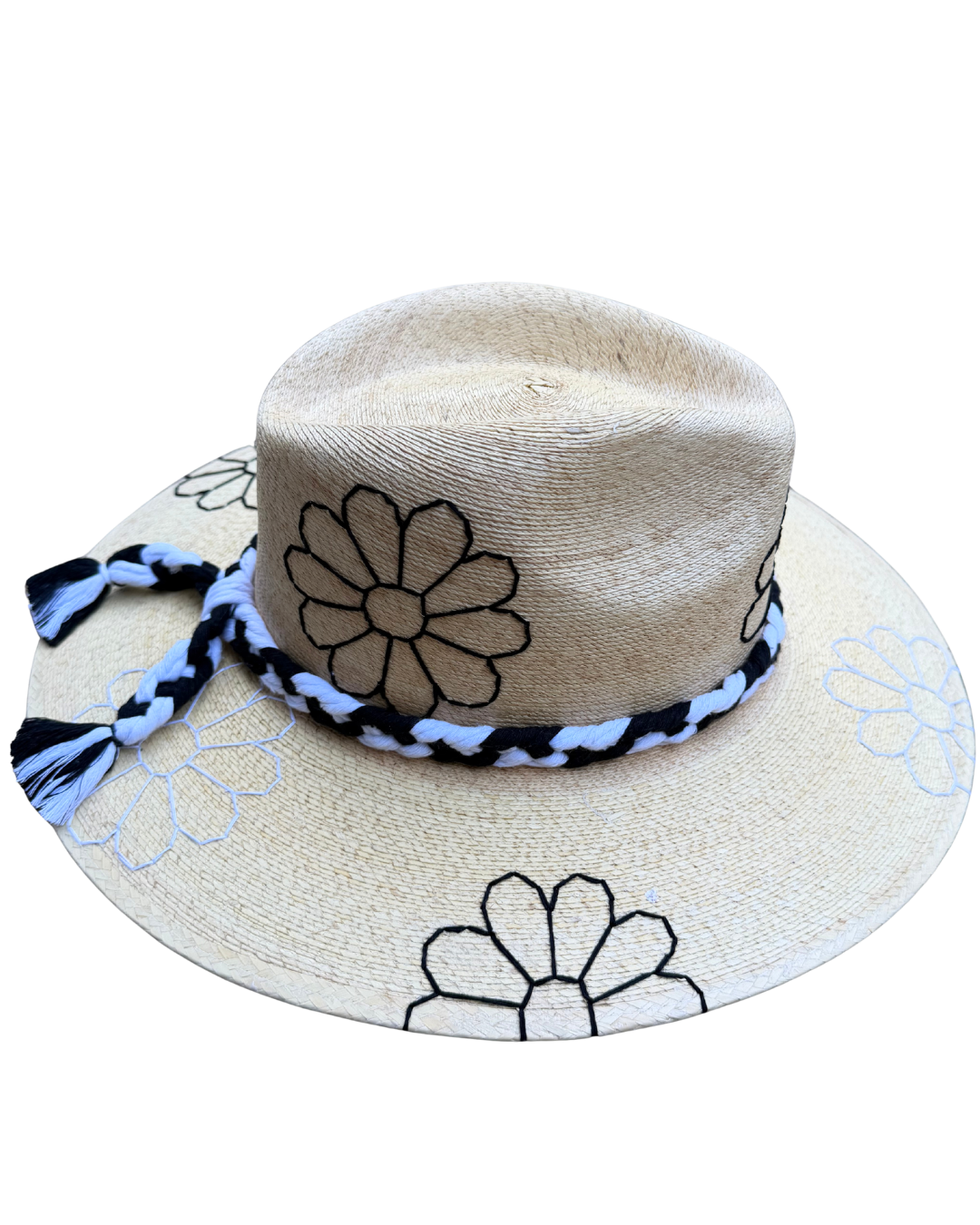 Daisy Black & White Dark Palm Hat