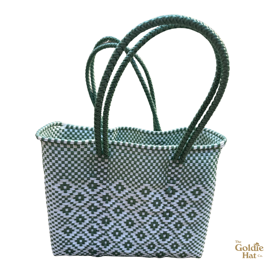 Goldie Small Bag in Green & White