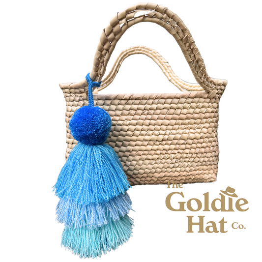 Shade of Blue Pompom Palma Bag Small