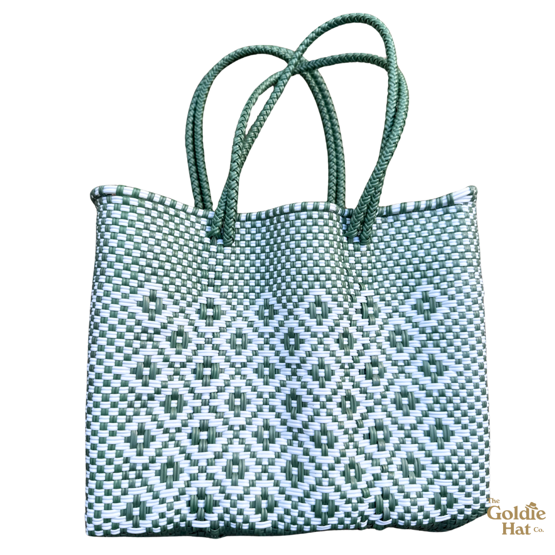 Goldie Small Bag in Green & White