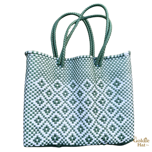 Goldie Small Bag in Green & White