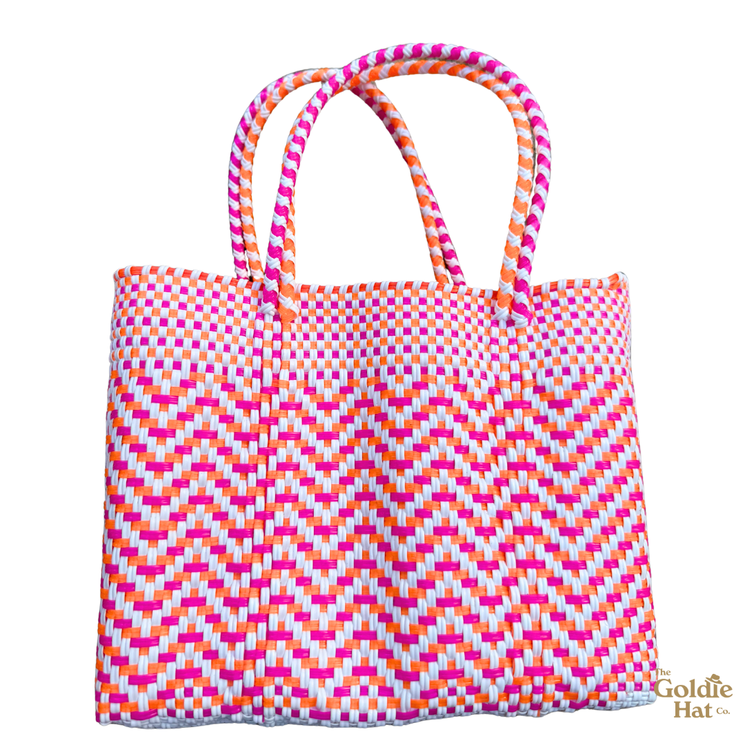 Goldie Small Bag in Chevron Pink, Orange, and White