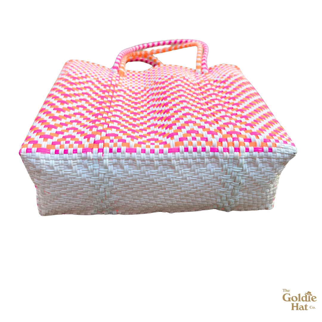 Goldie Small Bag in Chevron Pink, Orange, and White